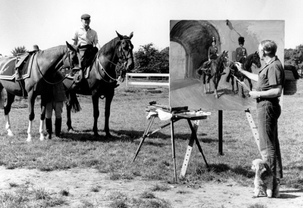 Terence Cuneo at work (Copyright image)